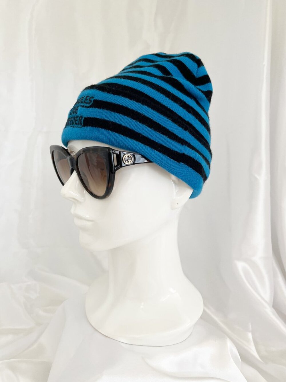 A**HOLES LIVE FOREVER Essential Patch Beanie Blue Black Stripe - Picture 5 of 8